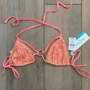 NWT Beach Bunny Gold Pink Bikini Top